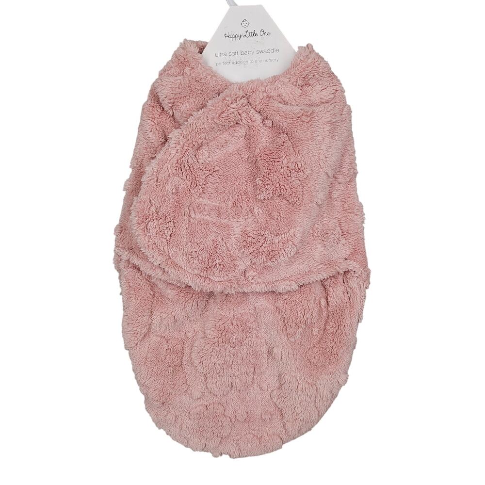 HAPPY LITTLE ONE ULTRA SOFT BABY SWADDLE – PINK – MOON & STARS – CUTE & PLUSH